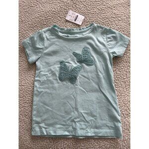 J Crew Crewcuts Little Girls Short Sleeve Crochet Butterfly Top Green Size XXS